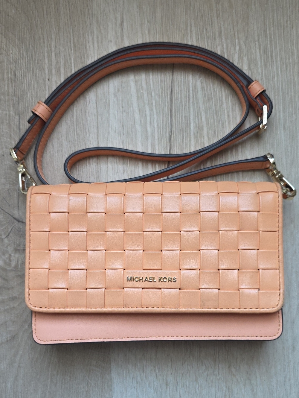Michael Kors Jet Set Charm Woven Leather Small Phone Crossbody Bag